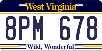 WV license plate 8PM678