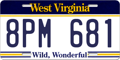 WV license plate 8PM681