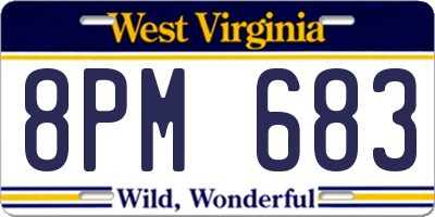 WV license plate 8PM683