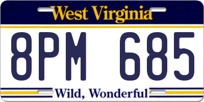 WV license plate 8PM685