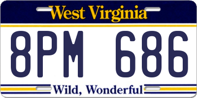 WV license plate 8PM686