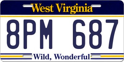 WV license plate 8PM687
