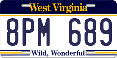 WV license plate 8PM689