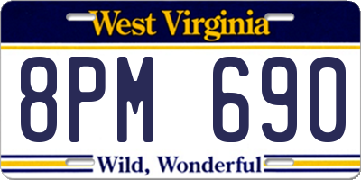 WV license plate 8PM690