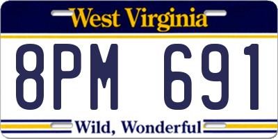 WV license plate 8PM691