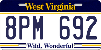 WV license plate 8PM692
