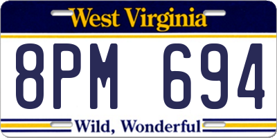 WV license plate 8PM694