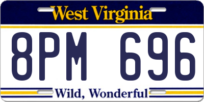 WV license plate 8PM696