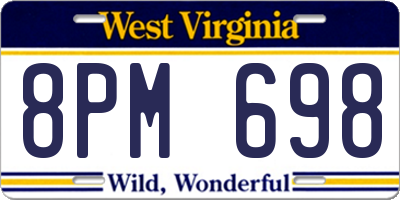 WV license plate 8PM698