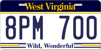 WV license plate 8PM700
