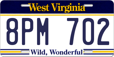 WV license plate 8PM702