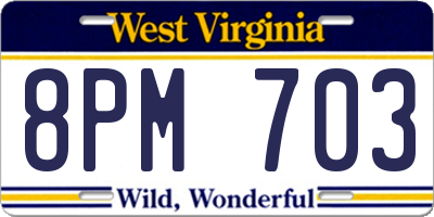WV license plate 8PM703