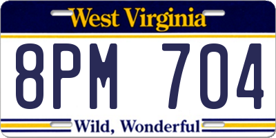 WV license plate 8PM704
