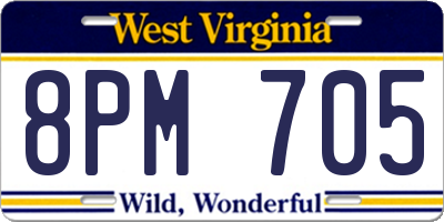 WV license plate 8PM705