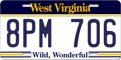 WV license plate 8PM706