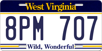 WV license plate 8PM707