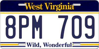 WV license plate 8PM709