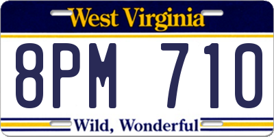 WV license plate 8PM710