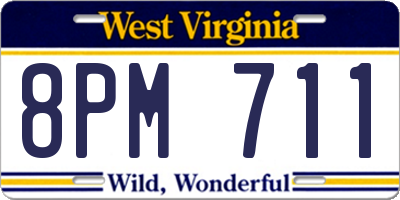 WV license plate 8PM711