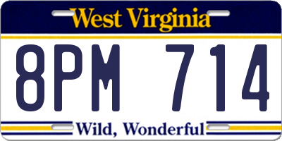 WV license plate 8PM714