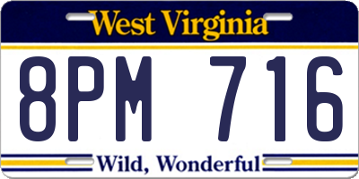 WV license plate 8PM716