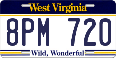 WV license plate 8PM720