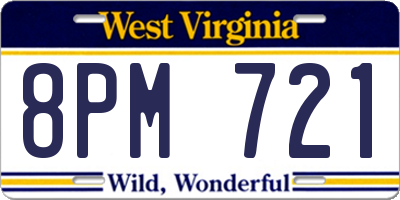 WV license plate 8PM721