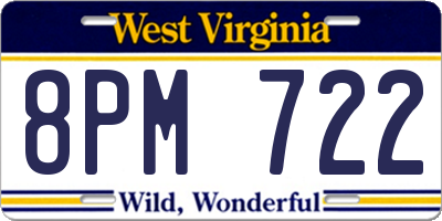 WV license plate 8PM722