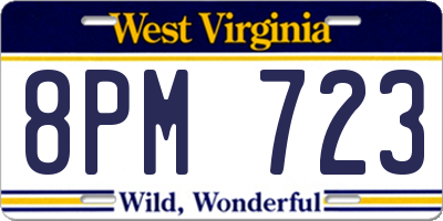 WV license plate 8PM723