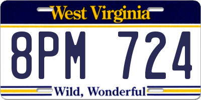 WV license plate 8PM724
