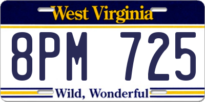 WV license plate 8PM725