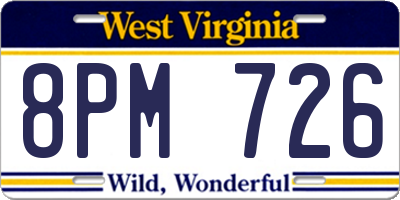 WV license plate 8PM726