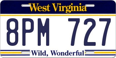 WV license plate 8PM727