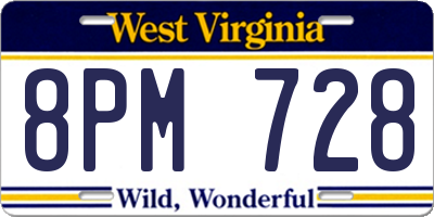 WV license plate 8PM728