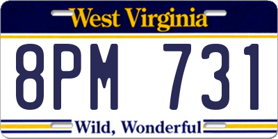 WV license plate 8PM731