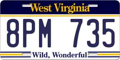 WV license plate 8PM735