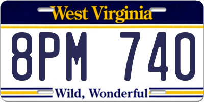 WV license plate 8PM740