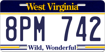 WV license plate 8PM742