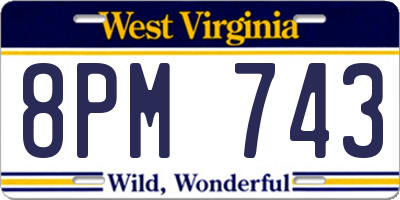 WV license plate 8PM743