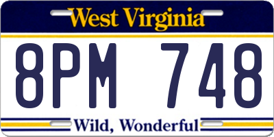 WV license plate 8PM748