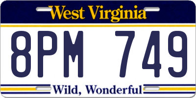 WV license plate 8PM749