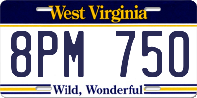 WV license plate 8PM750