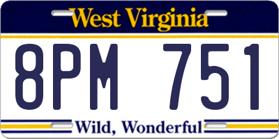 WV license plate 8PM751