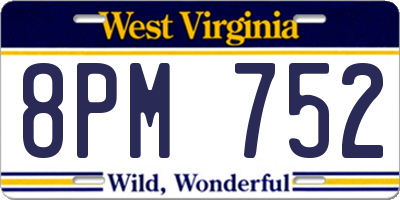 WV license plate 8PM752