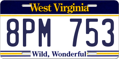 WV license plate 8PM753