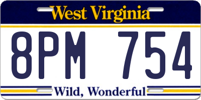 WV license plate 8PM754