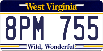 WV license plate 8PM755