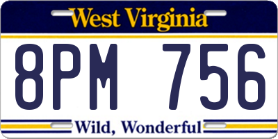 WV license plate 8PM756