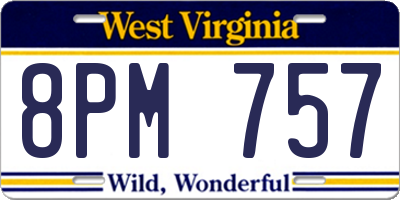 WV license plate 8PM757