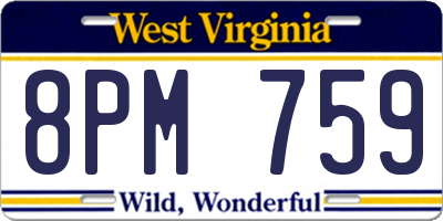 WV license plate 8PM759